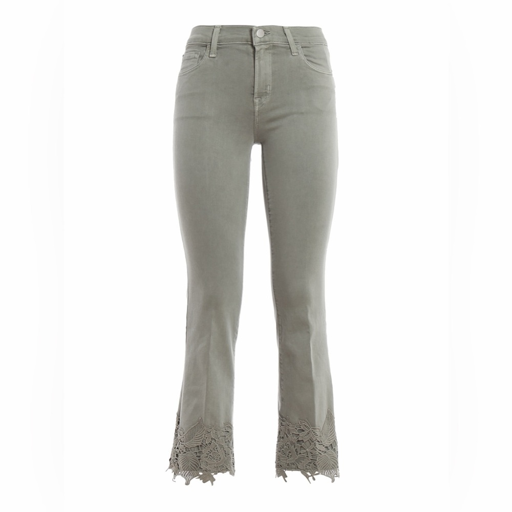 Women’s Sage Green Jeans with Laser Cut Hem